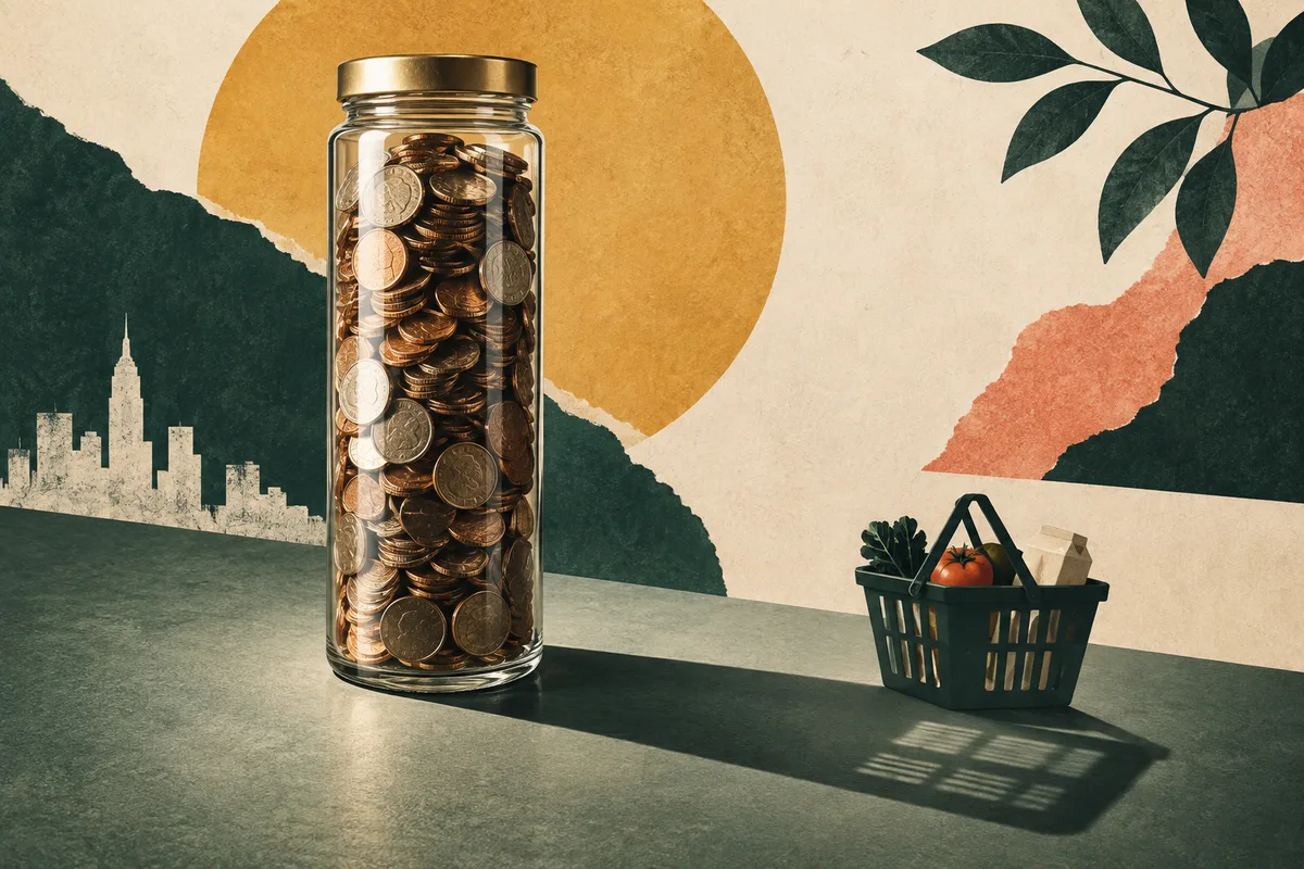 Conceptuele illustratie: Rekenvoorbeeld: 3% rente, 4% inflatie