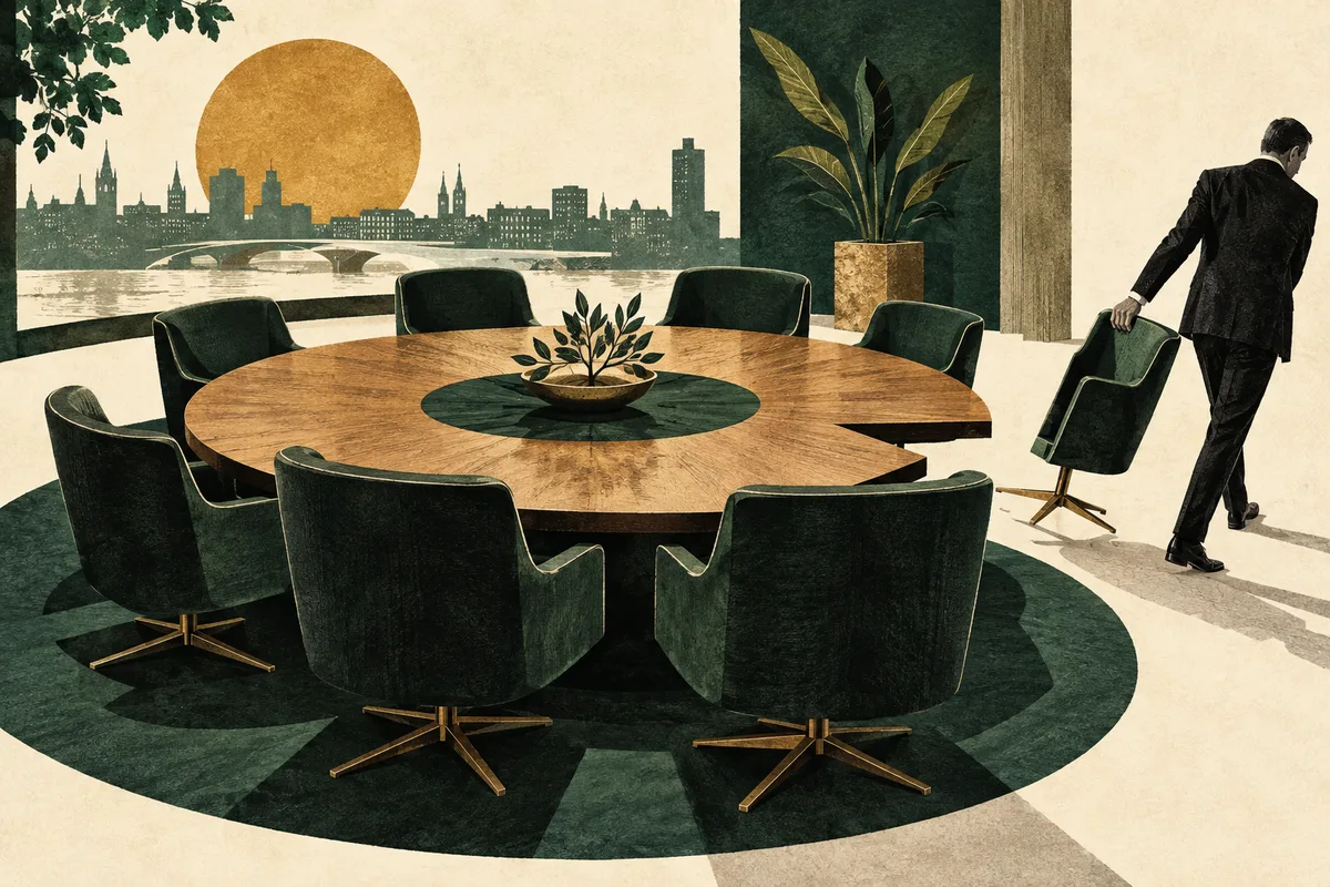 Conceptuele redactionele illustratie bij een kleinere noemer